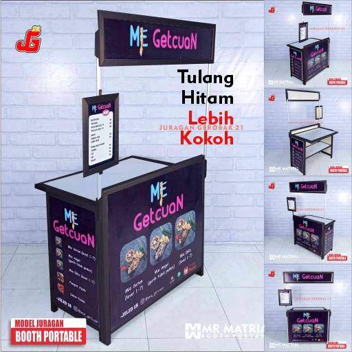 Booth portable Juragan Gerobak 21 Tulang Hitam Meja Lipat Jualan